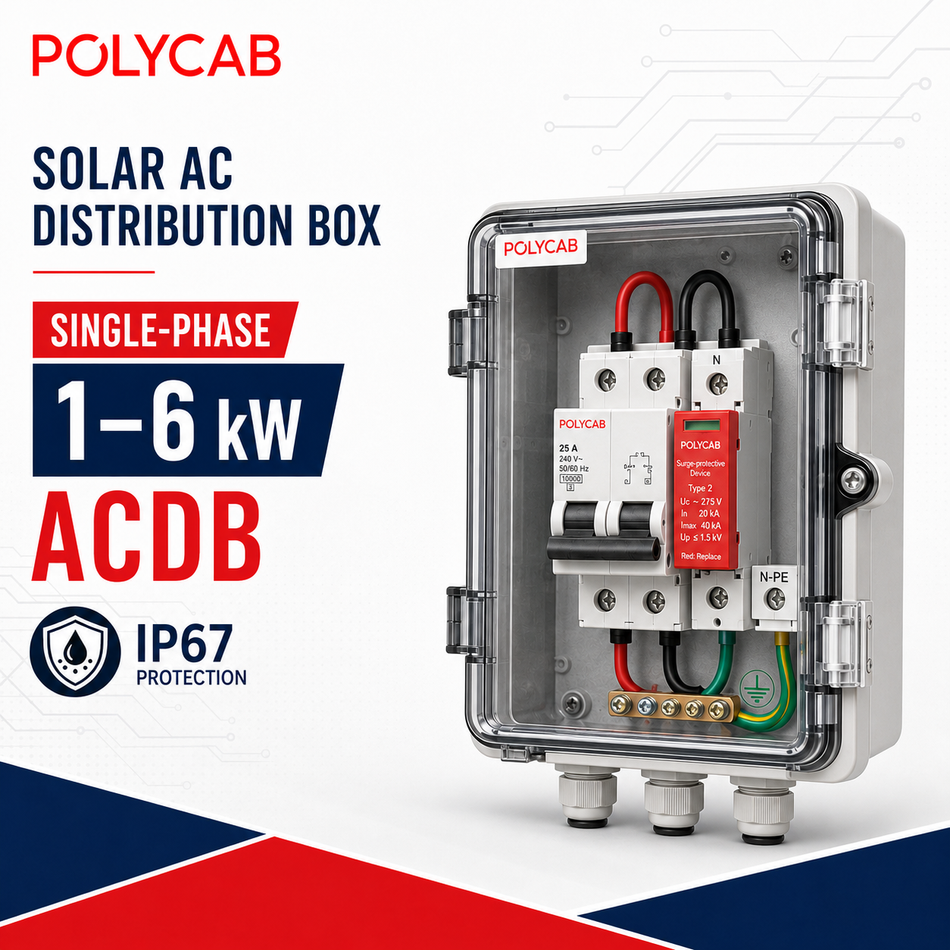 Polycab Single-Phase ACDB for 1–6 kW Solar Systems