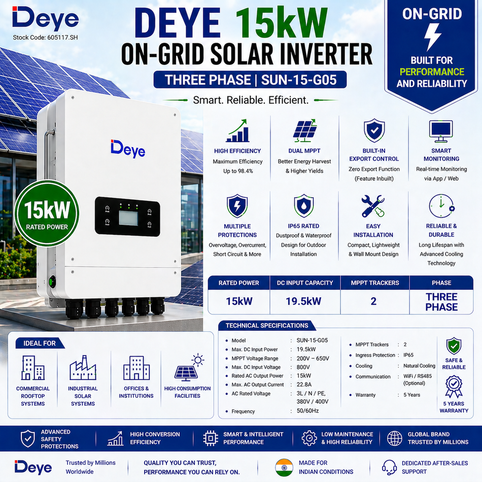 Deye 15kW On-Grid Solar Inverter | Three Phase | SUN-15-G05