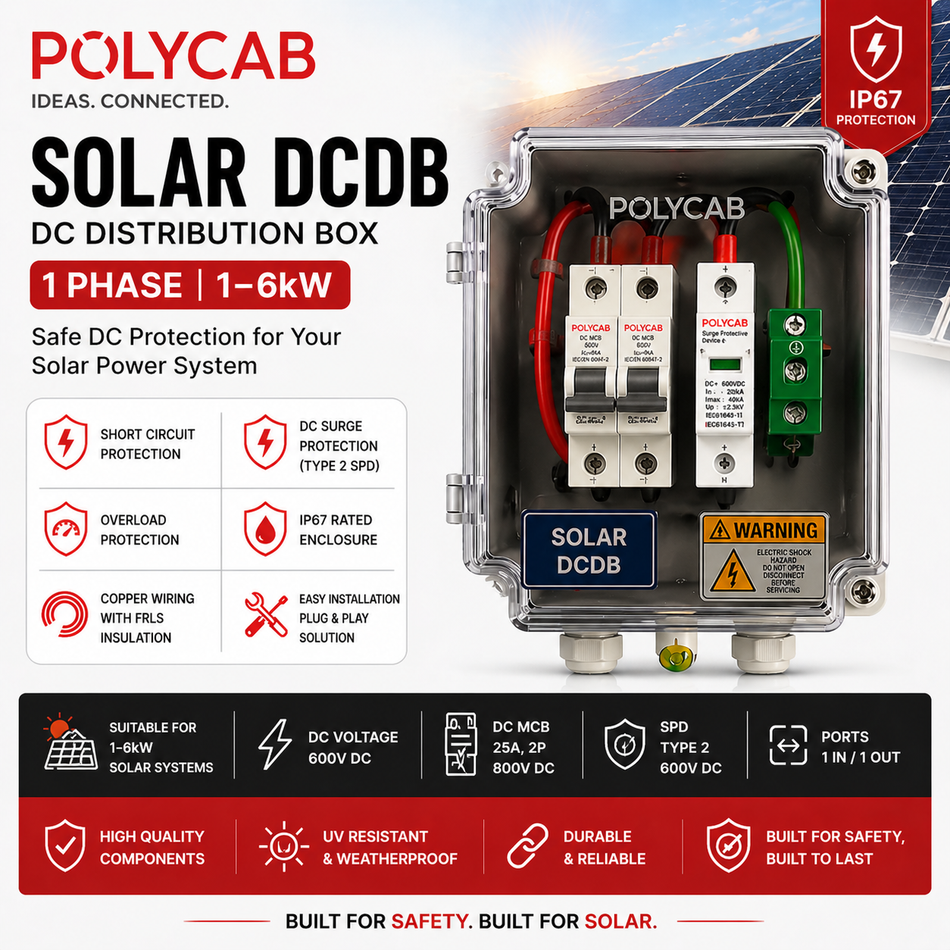 Polycab Solar DCDB 1 Phase | 1–6kW DC Distribution Box
