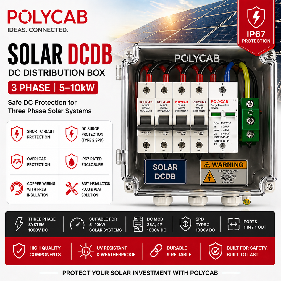 Polycab Solar DCDB 3 Phase | 5–10kW DC Distribution Box