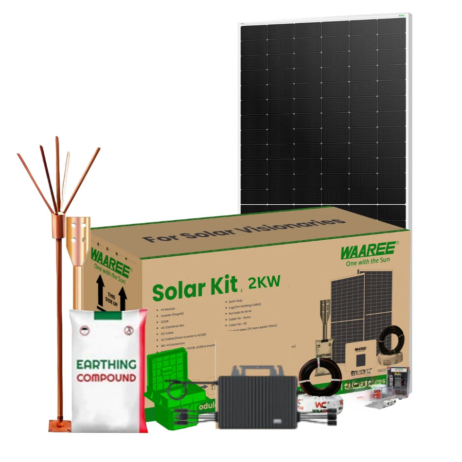 Waaree Radiance 2kW On-Grid Solar System Kit (Single Phase) | DCR Bifacial | PM Surya Ghar Subsidy Eligible | Complete Solar Kit