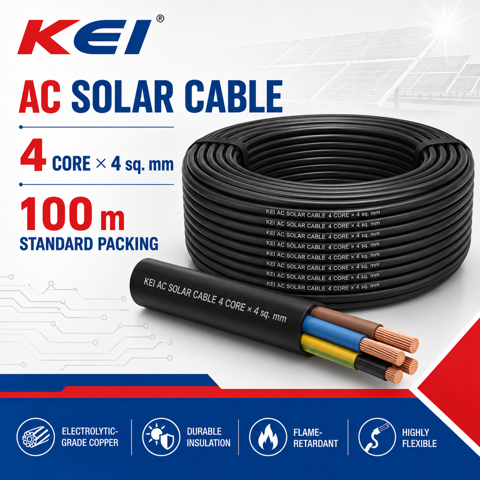 KEI 4 Core × 4 sq. mm AC Solar Cable