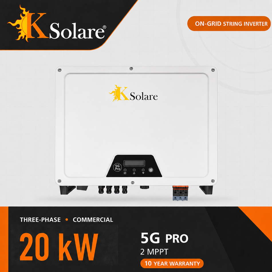 KSolare 5G 20 kW Three-Phase On-Grid Solar Inverter – 2 MPPT
