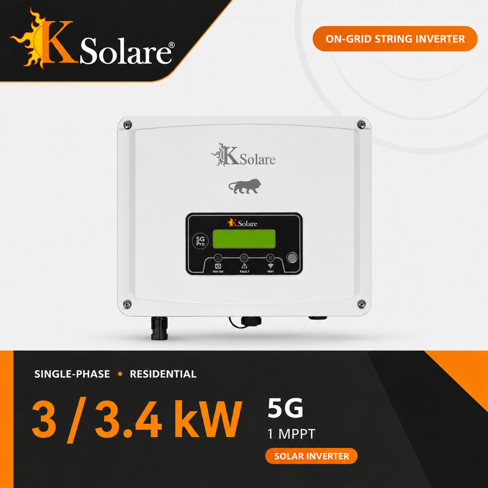KSolare 5G 3 / 3.4 kW Single-Phase On-Grid Solar Inverter – 1 MPPT
