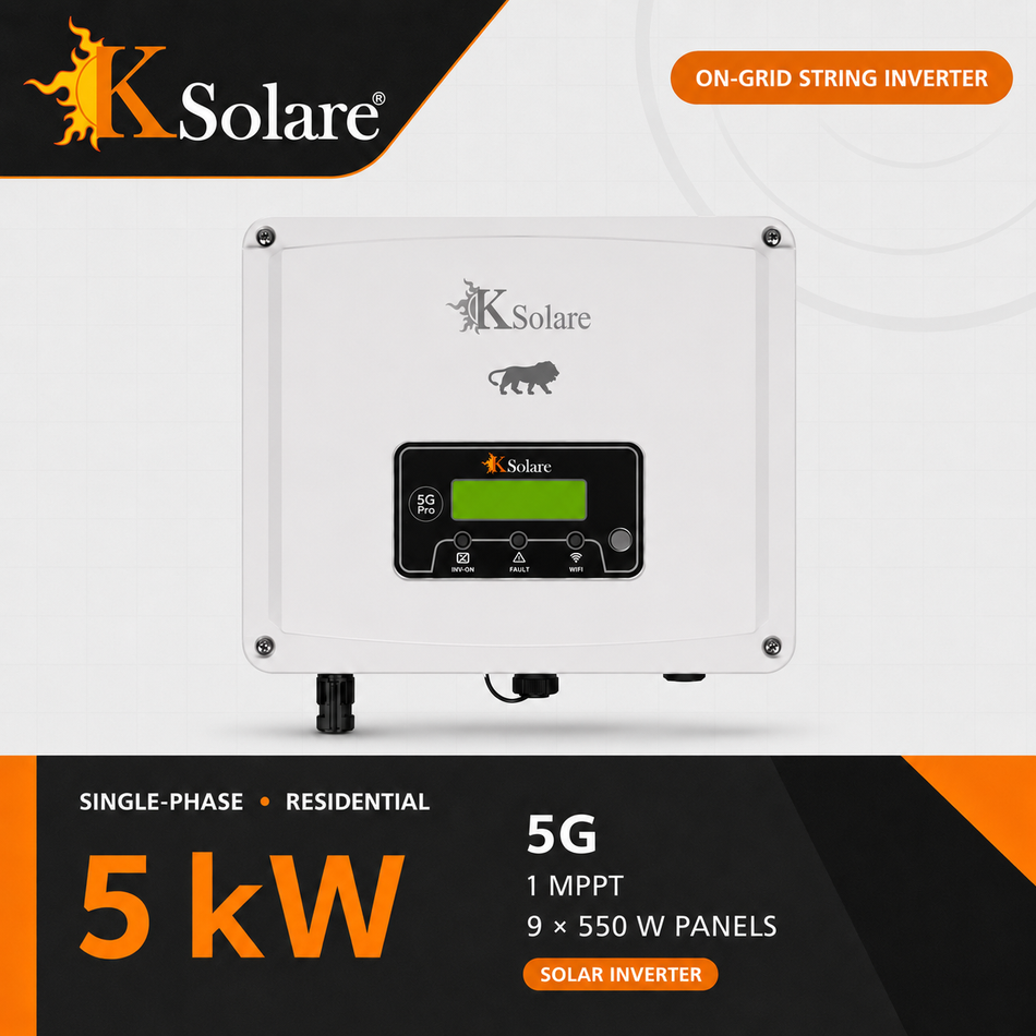 KSolare 5G 5 kW Single-Phase On-Grid Solar Inverter – 1 MPPT – 9 × 550 W panels