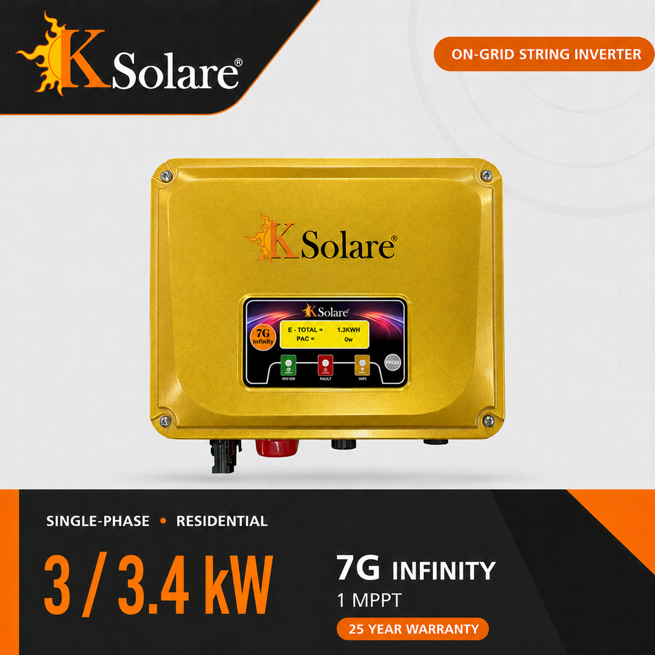 KSolare 7G Infinity 3 / 3.4 kW Single-Phase On-Grid Solar Inverter – 1 MPPT