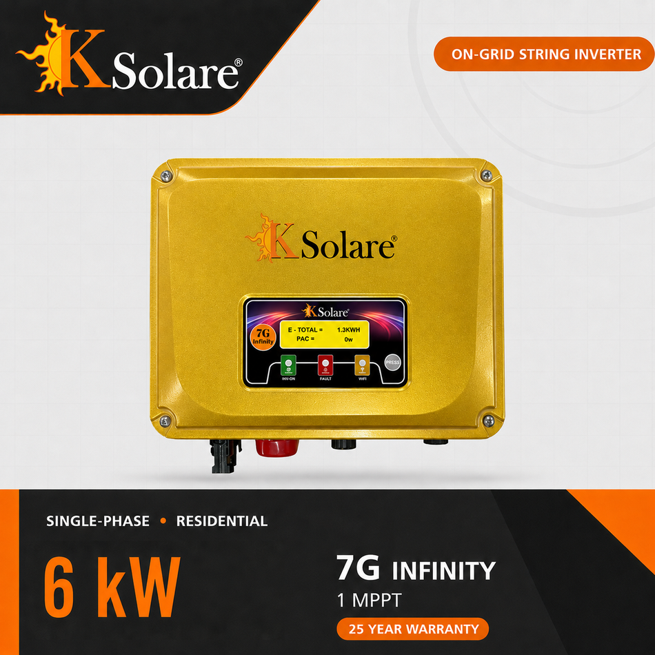 KSolare 7G Infinity 6 kW Single-Phase On-Grid Solar Inverter – 1 MPPT