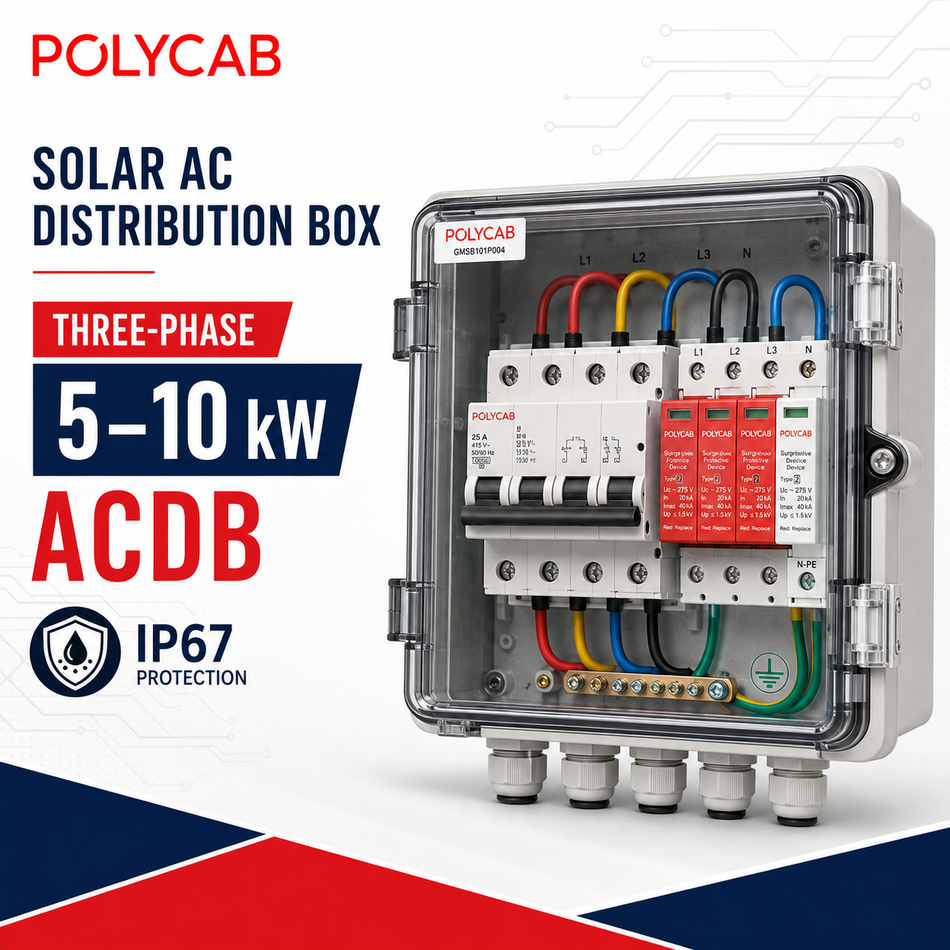 Polycab Three-Phase ACDB for 5–10 kW Solar Systems