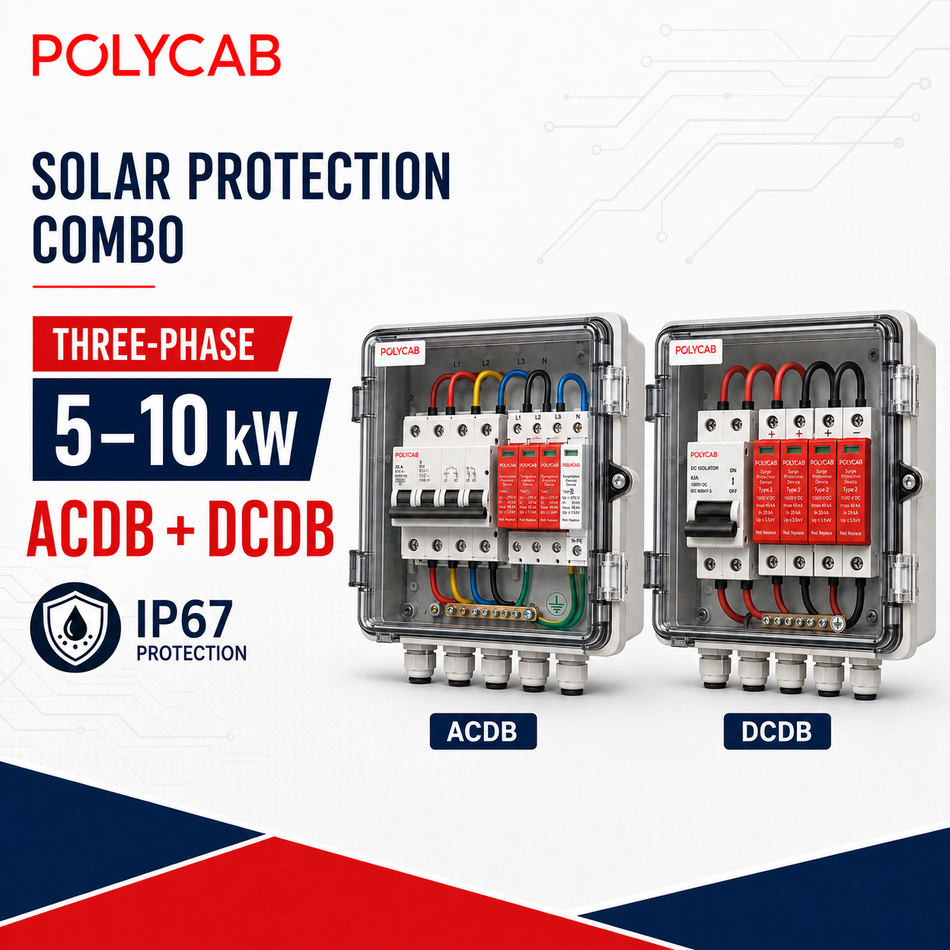 Polycab Three-Phase ACDB and DCDB Combo for 5–10 kW Solar Systems